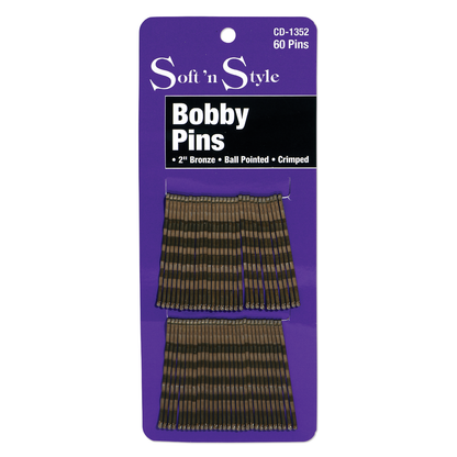 Soft and Style Bobby Pins, Black - 2" 60 pins card